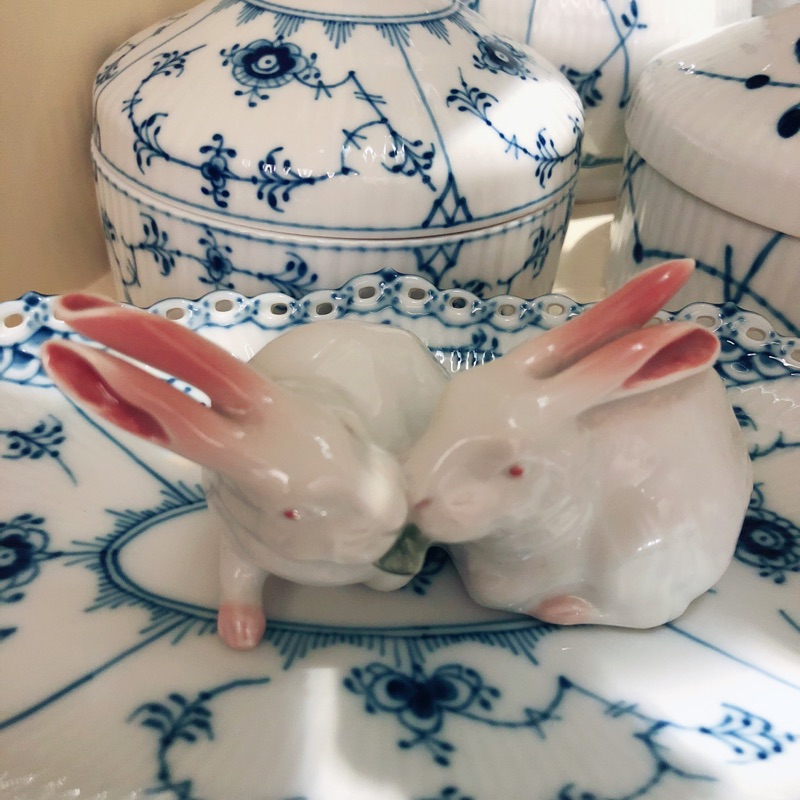 絕版Royal Copenhagen 皇家哥本哈根 雙兔年度紀念瓷偶 復活節 粉紅色兔子 兔年 卯年
