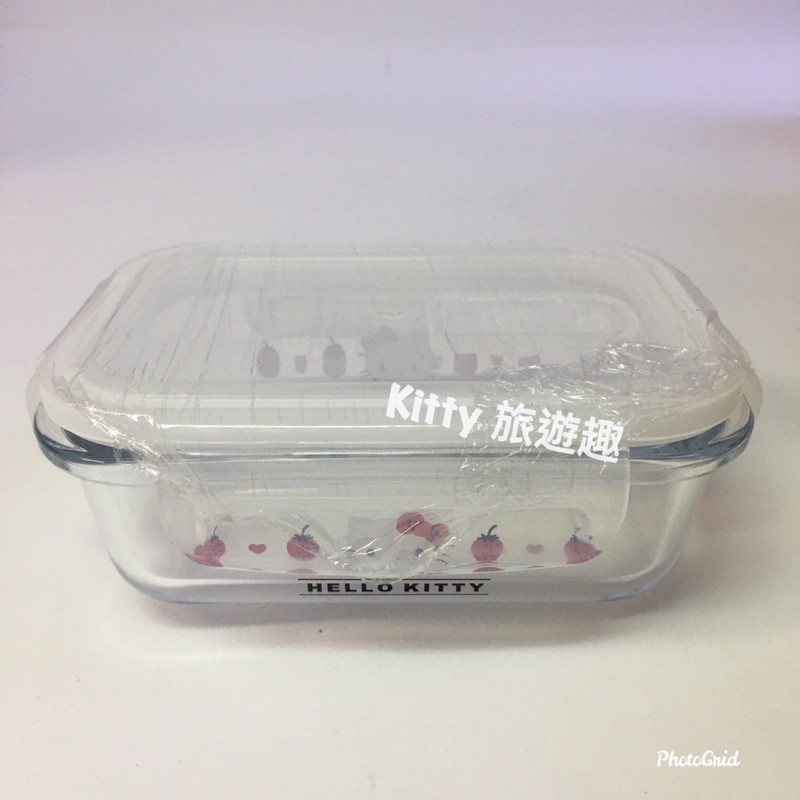 [Kitty 旅遊趣] Hello Kitty 耐熱玻璃食物罐 保鮮盒 料理收納盒 凱蒂貓