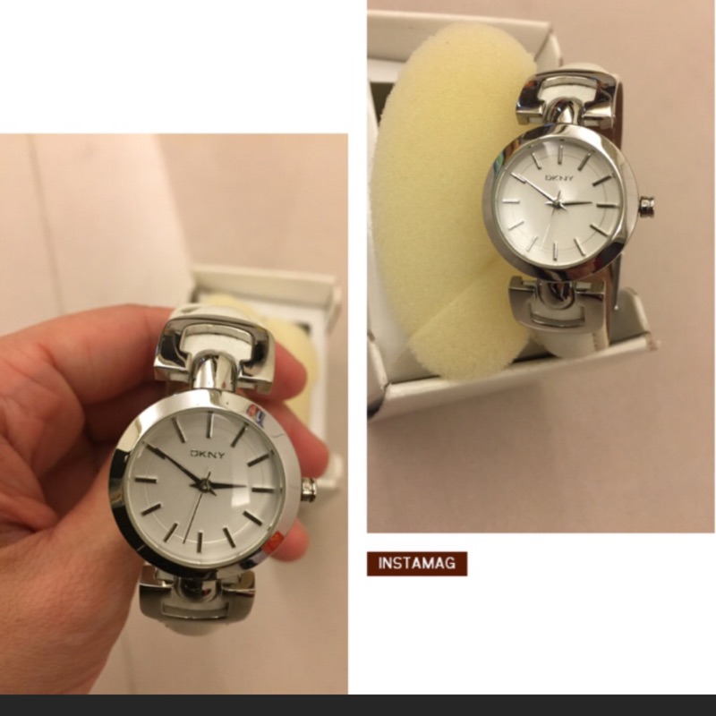 近全新DKNY正品白色皮手錶