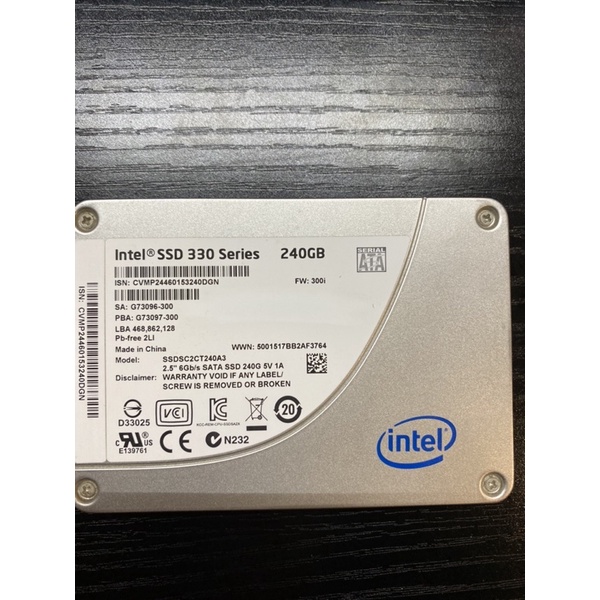Intel SSD 330 240GB MLC 固態硬碟 二手良品