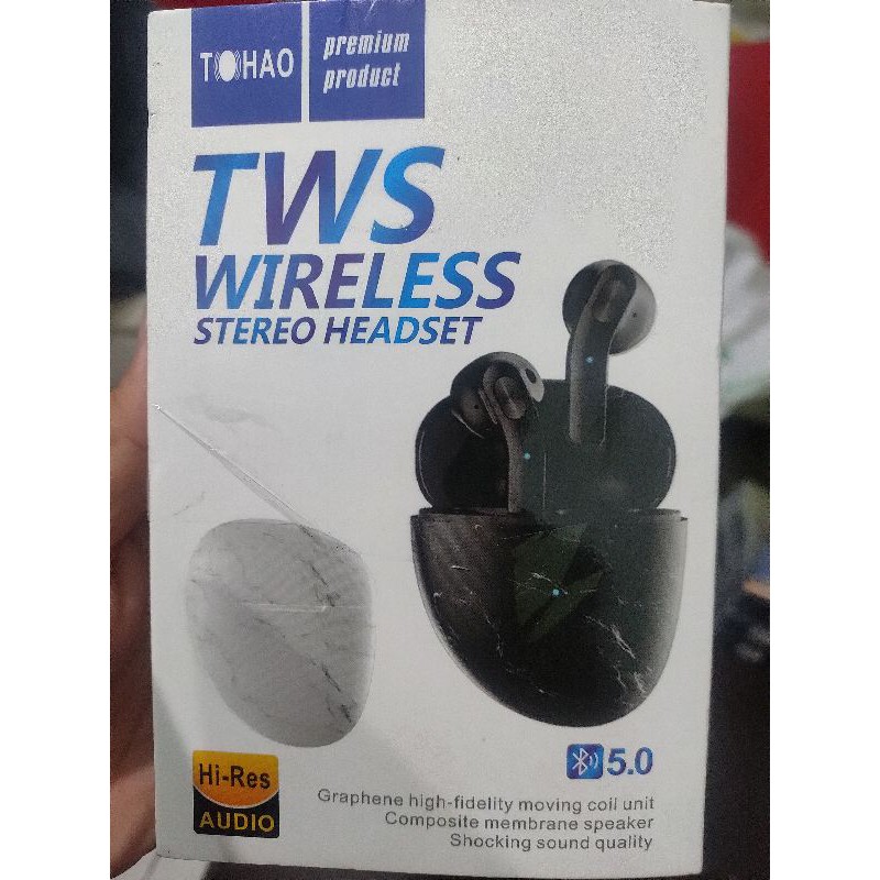 大理石無線雙耳耳塞式/  TWS /真無線觸控式藍牙耳機（全新）