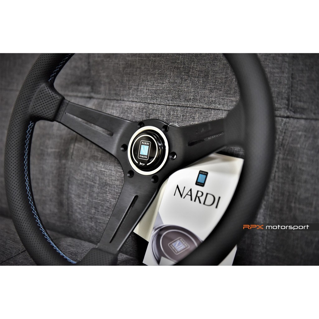 【RPX Motorsport】Nardi 全球限量150支 N913 350mm 大凹方向盤 透氣真皮 藍縫線 喇叭蓋