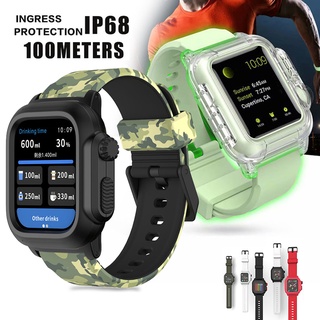 Pc 機殼 + 錶帶適用於 Apple Watch Series 7 6 SE 5 4 防水適用於 iwatch 45M