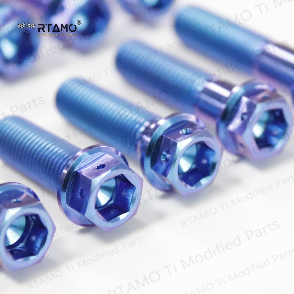 RTAMO | M10x20—100mm P1.25牙 法蘭打孔內六角 64正鈦螺絲 輻射卡鉗 卡座減震 鈦銀色/藍紫色 #10