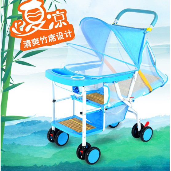 夏季嬰兒手推車輕便仿藤編可坐躺籐椅寶寶0/1-3歲小孩竹編兒童車