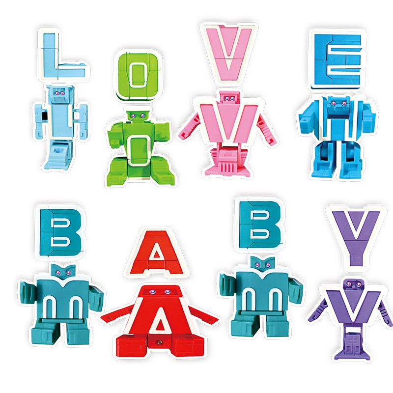 26個英文字母變形 兒童早教益智玩具提升孩子的認知學習興趣 26字母變形金剛趣味玩法生日送禮物