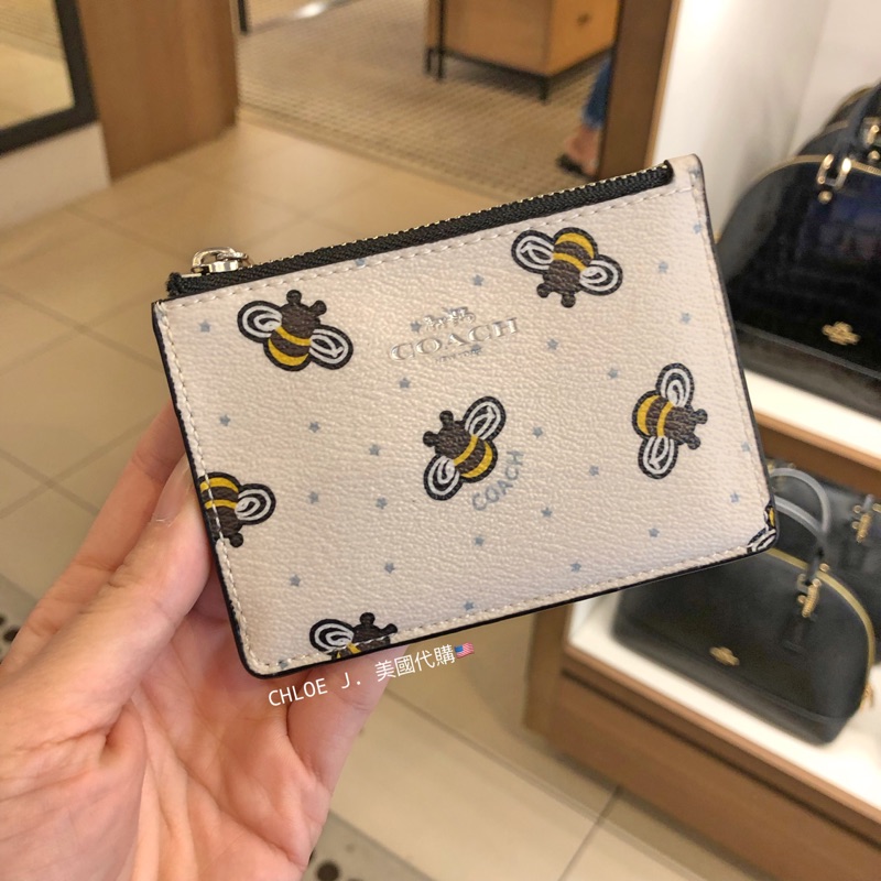 💕💕💕現貨💕💕💕[美國代購正品🇺🇸］Coach 限量 小蜜蜂 票卡零錢包