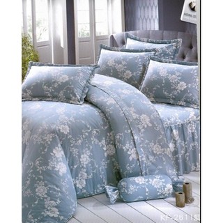 台灣製 2611藍 精梳棉 雙面花 四件式兩用被薄床包組 雙人 加大 特大