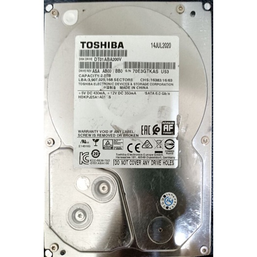 售TOSHIBA 2TB 良品硬碟一顆