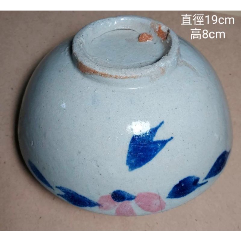 台灣老碗盤 早期手繪 胭脂紅老土碗 ---編號0309（乾淨漂亮/歲月痕跡/沖線）[D01]