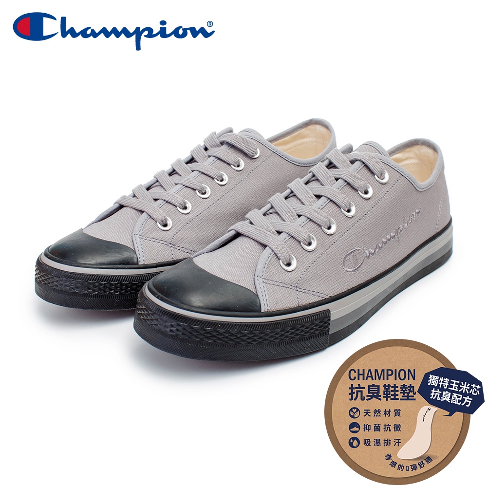 【Champion】男 帆布鞋 休閒鞋 RAINBOW CANVAS-灰(MFLS-1073-21)