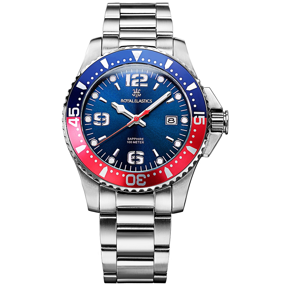 【ROYAL ELASTICS】潛水運動腕錶(金屬計時錶圈)