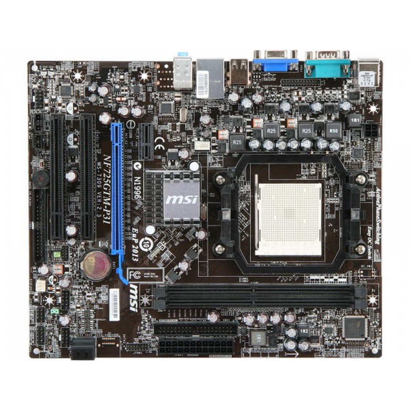 微星 NF725GTM-P31 固態電容主機板、AM2+腳位、支援DDR2、PCI-E、拆機良品、附擋板