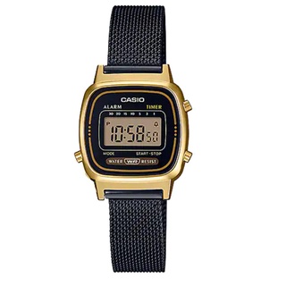 【CASIO 卡西歐】LA-670WEMB-1D 復古方形 米蘭錶帶女錶 防水電子錶 黑/金 台南 時代鐘錶