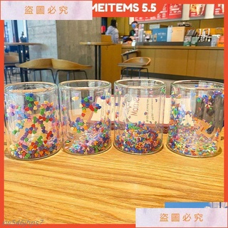 獨角獸】ins愛心流沙玻璃杯可愛少女心杯子女學生高顏值彩色心心啵啵水杯^xw546jhps7