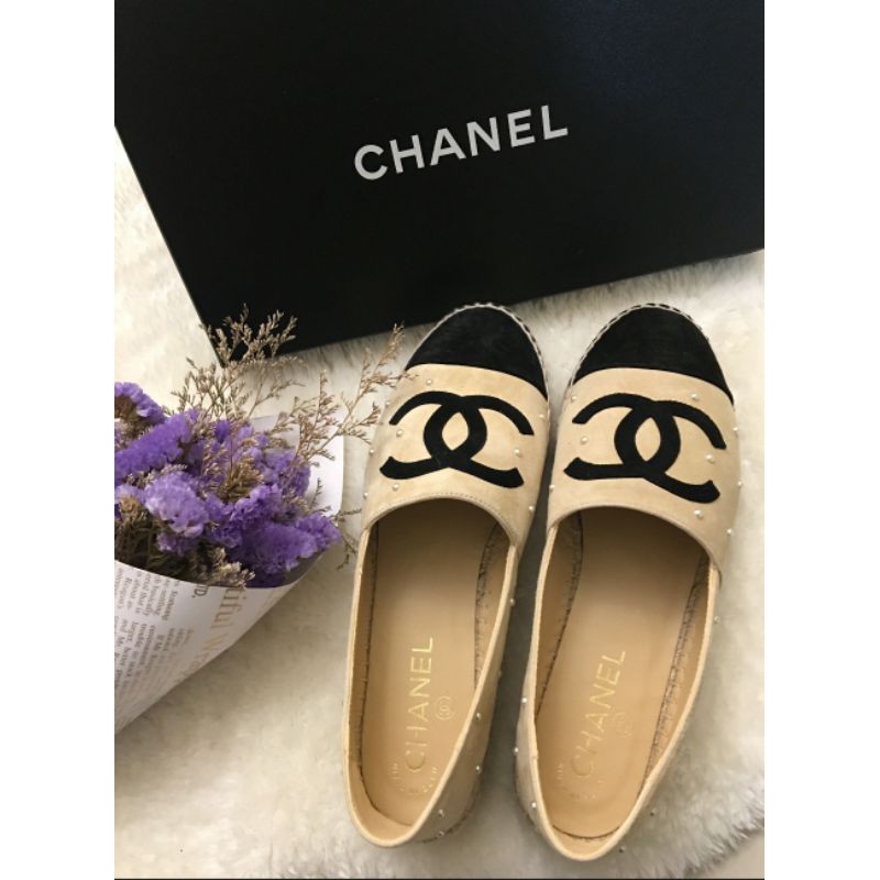 CHANEL Espadrilles 香奈兒 珍珠草編鉛筆鞋 鉛筆鞋 休閒鞋 平底鞋 現貨