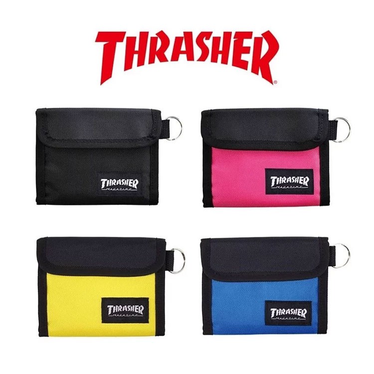 THRASHER - 日線 VELCRO WALLETS 三用帆布 零錢包 / 鑰匙包 / 三折短夾 (四色) 化學原宿