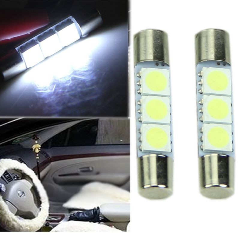 1 件白色 T6 5050 31 毫米 3-SMD LED 燈泡,用於汽車遮陽板化妝鏡保險絲燈