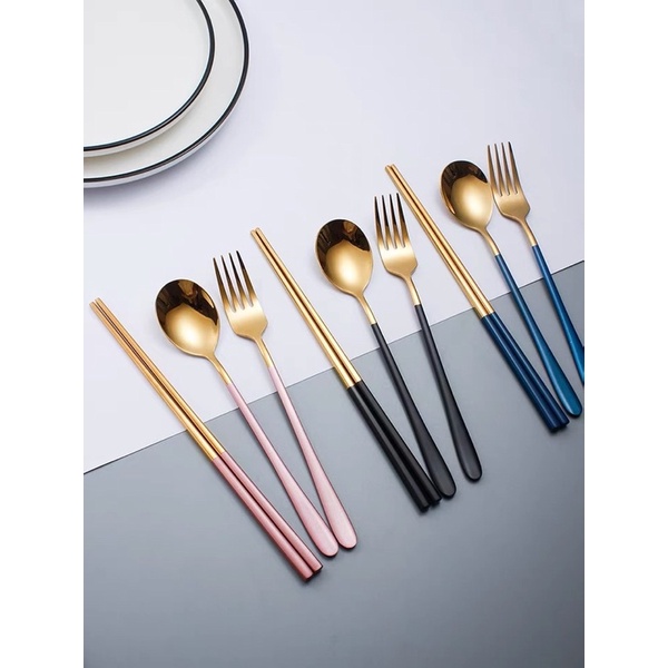 不銹鋼餐具三件組合湯匙筷子叉子