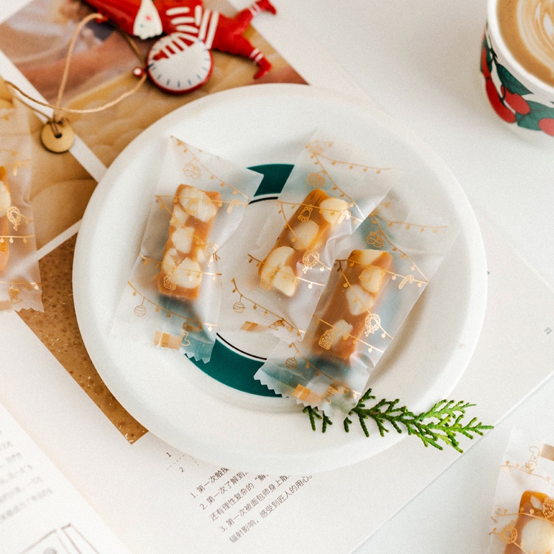 [新品] 聖誕磨砂糖果袋 牛軋糖包裝袋 加厚糖果袋 巧克力包裝袋 咖啡糖包裝袋 糖果機封袋