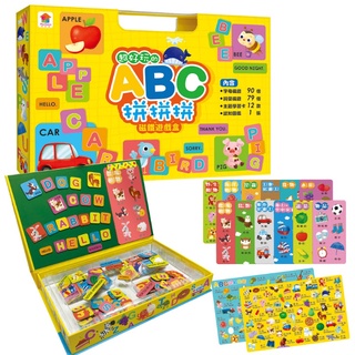 【雙美生活文創】磁鐵遊戲盒：超好玩的ABC拼拼拼(內含字母磁鐵90個+詞彚磁鐵79個+主題學習卡12張+認知圖鑑1張)