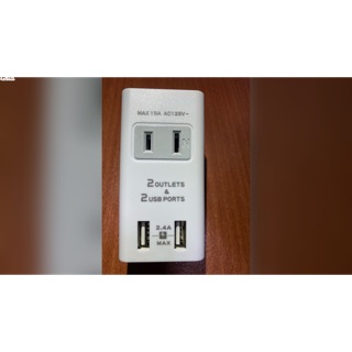 2插頭+USB 2.4A電源分配器 手機充電器
