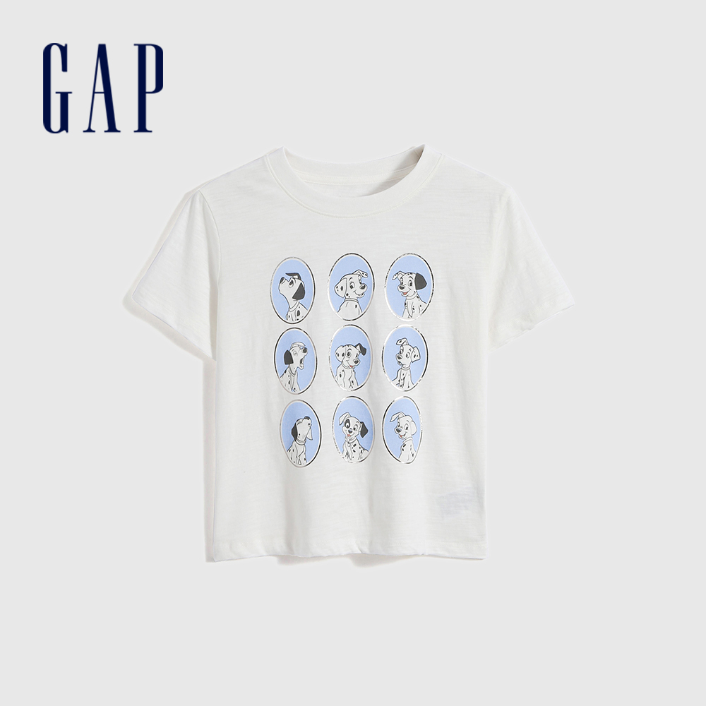 Gap 女童裝 Gap x Disney迪士尼聯名 純棉短袖T恤-白色(700754)