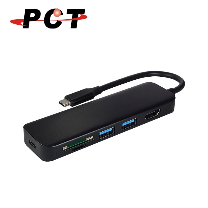 USB-C 轉 USB3.0x2 Hub+HDMI+SD &amp; Micro SD Card Reader+USB PD