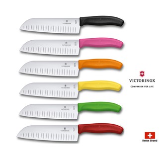 Victorinox瑞士維氏17cm刃長主廚刀多用途氣孔三德刀(6色款),全程瑞士製造好品質【v68526all】