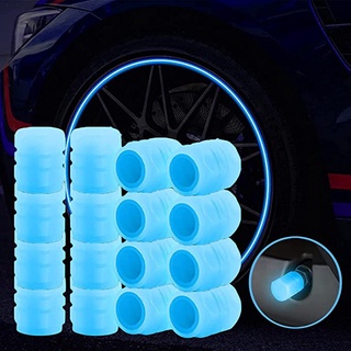 通用夜光輪胎氣門嘴蓋在黑暗中發光 (藍色) / 防止汽車, SUV, 摩托車, 自行車的污垢和防塵輪胎氣門嘴蓋腳踏車