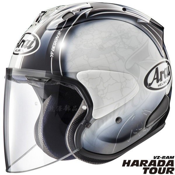 瀧澤部品 日本 Arai VZ-RAM 半罩安全帽 HARADA TOUR WHITE 白地圖 舒適透氣 彩繪