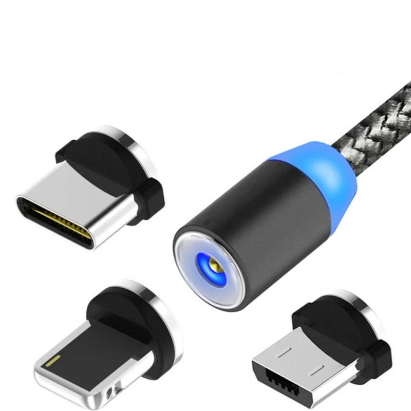 『現貨』USB一拖三磁吸充電線 360度盲吸圓形磁性磁吸線  蘋果iphone11 OPPO安卓 Type-c磁吸充電線