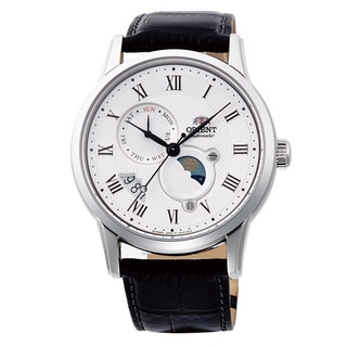【ORIENT東方錶】RA-AK0008S 羅馬字 日月相錶 皮錶帶 機械男錶 白/黑 42mm 台南 時代鐘錶
