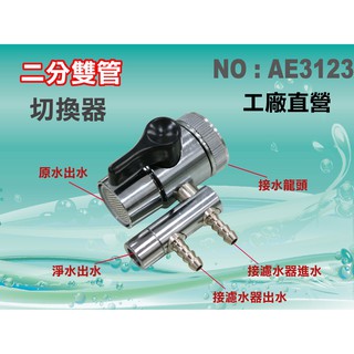【水築館淨水】切換器2分雙管 分水器 RO純水機 淨水器 過濾器 飲水機 電解水機(貨號AE3123)
