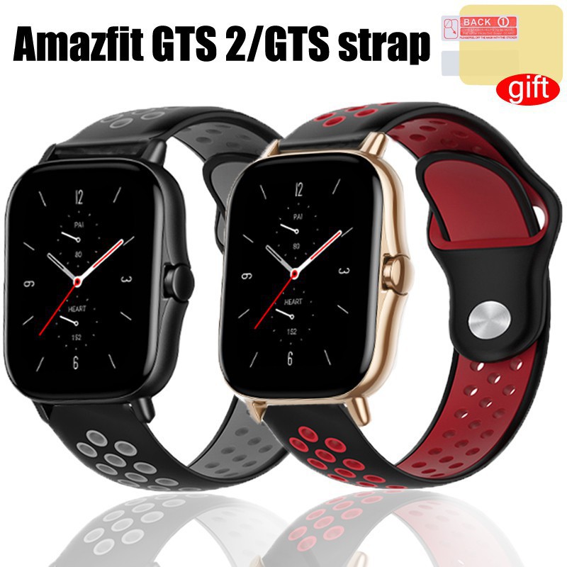 小米 Huami Amazfit GTS2智能手錶錶帶替換帶 Amazfit GTS2e錶帶手鍊矽膠軟帶腕帶 屏幕保護膜