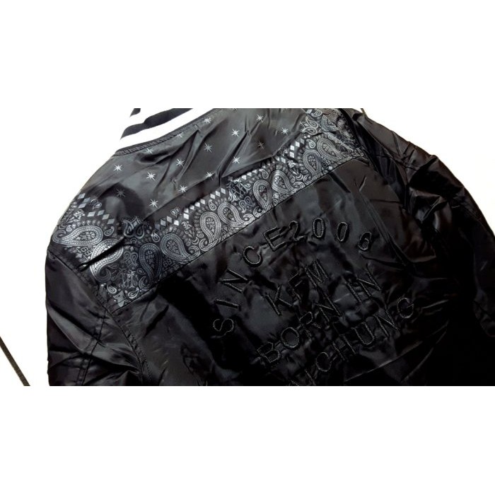 KFM 棒球外套 - 變形蟲 民族風 刺繡 黑