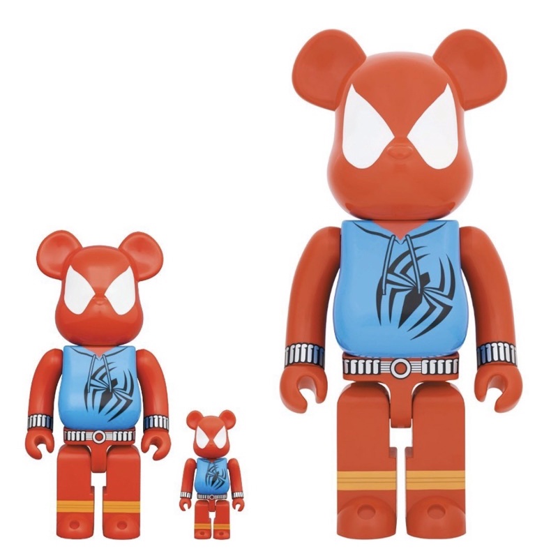 全新現貨未拆正品 BE@RBRICK BEARBRICK 400%+100% 庫柏力克熊 猩紅蜘蛛人 marvel