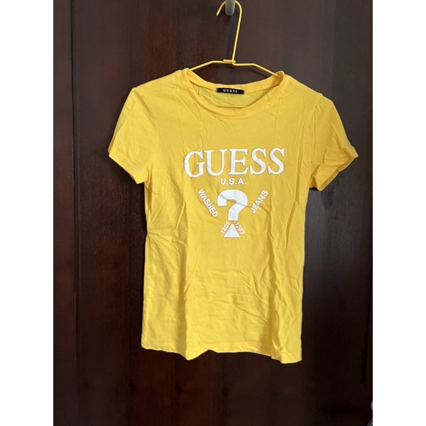 ［二手］GUESS 黃色經典Logo上衣T恤 XS號
