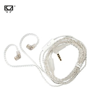 Kz 耳機線鍍銀升級電纜耳機標準鍍銀0.75 針, 帶麥克風, 適用於 KZ ZAX ASX ZSX V90S