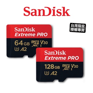 SanDisk 64GB 128GB Extreme PRO microSDXC UHS-3 記憶卡 A2 V30