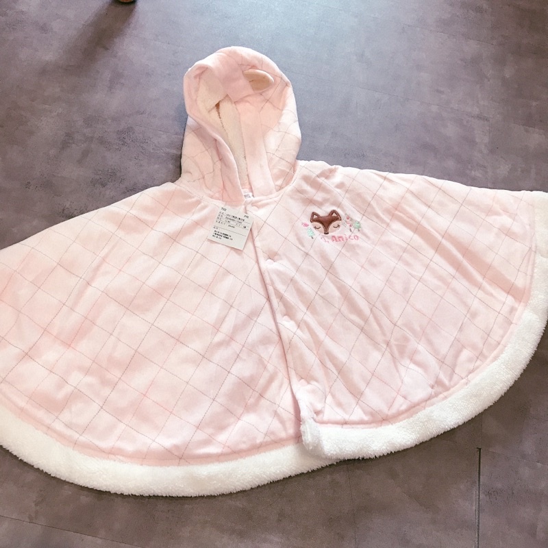 全新BEBE’AMICO 可愛刺繡狐狸 斗篷式外套3-4歲 超保暖高質感