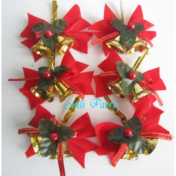雪莉派對~6X4公分蝴蝶結 聖誕佈置 薑餅屋材料 美勞材料 小樹蝴蝶結 聖誕裝飾 花材 卡片製作 聖誕帽製作