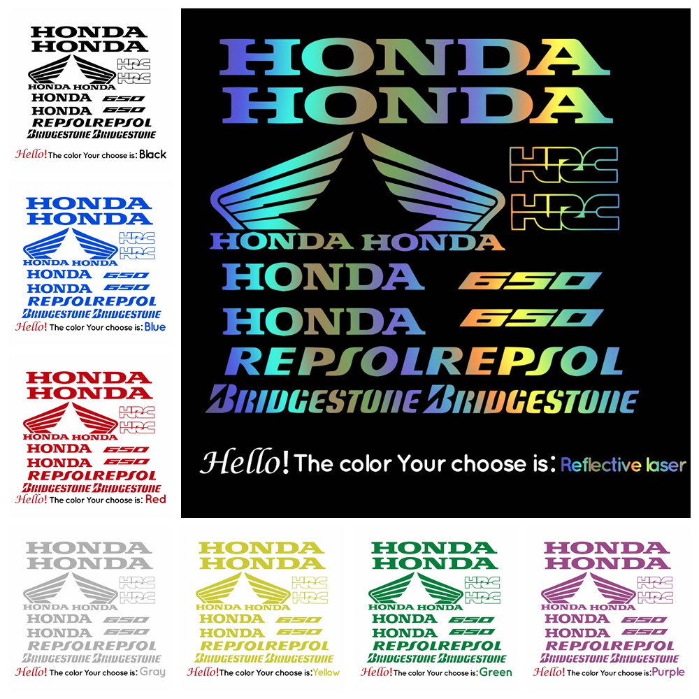 HONDA 反光彩色本田汽車貼紙 HINDA HRC 車身側乙烯基貼紙本田摩托車貼花