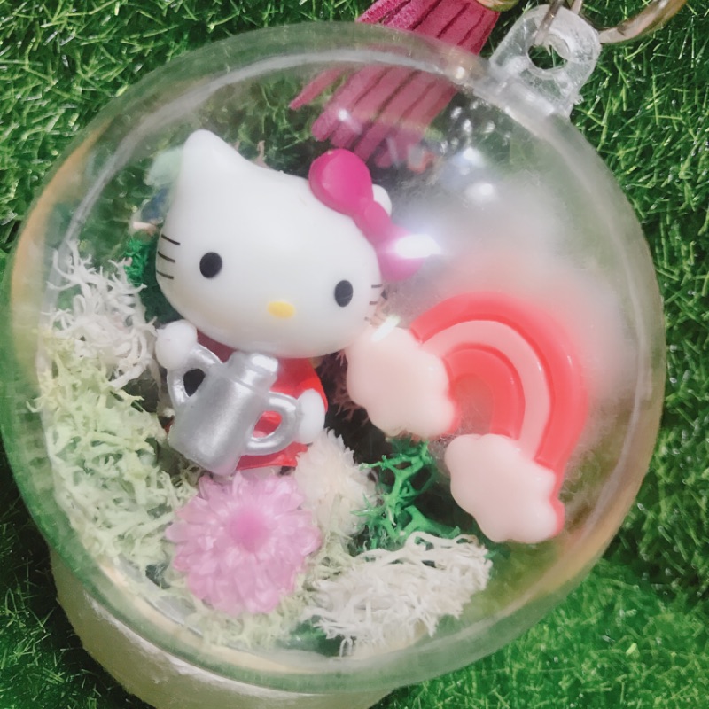 凱蒂貓 Hello kitty 泡泡球鑰匙圈 永生花 吊飾 6公分