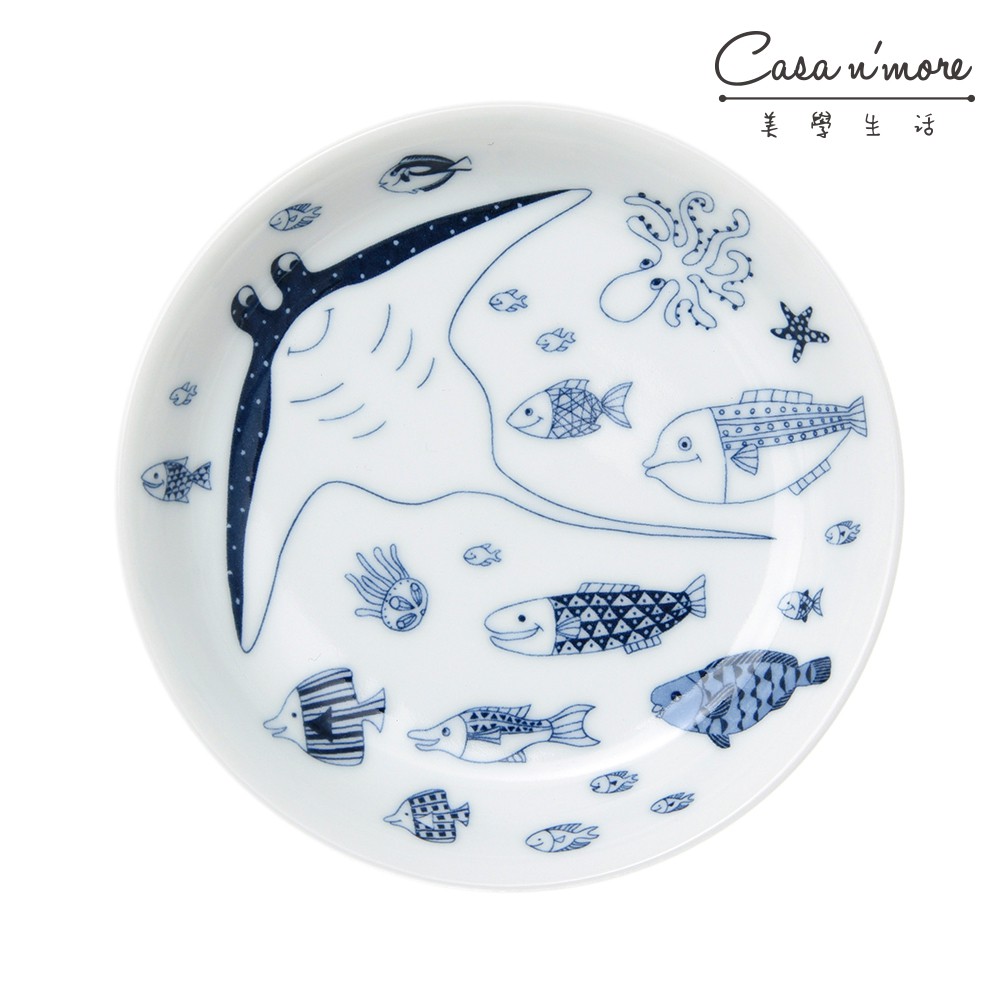 Natural69 波佐見燒 CocoMarine 前菜碟 陶瓷盤 圓盤 點心盤 沙拉盤 醬料碟 13cm 魟 日本製