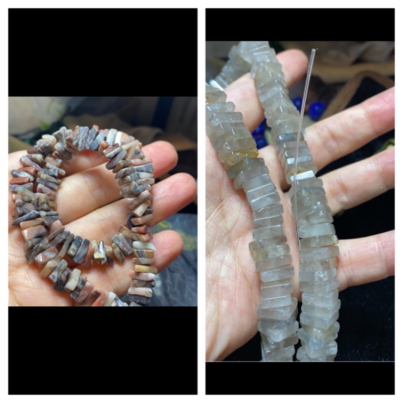 琦工坊 天然美國薔薇輝石 白水晶隨型三角型狀8m半成品diy 蝦皮購物