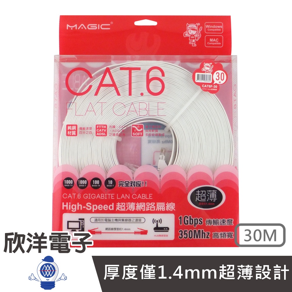 Magic 鴻象 Cat6 High-Speed 超薄網路線30米/30M (CAT6F-30)/台灣製造