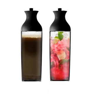 【兩入優惠組】MIX 硼矽玻璃冷泡茶胡頸瓶1100ml 對瓶組(2黑)