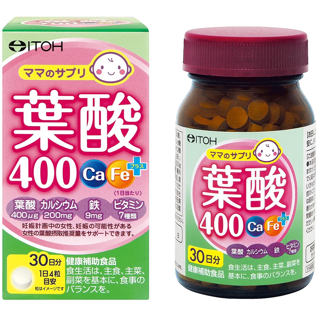 日本 ITOH 井藤漢方製藥 葉酸400 鈣 鐵 PLUS 120粒30日入