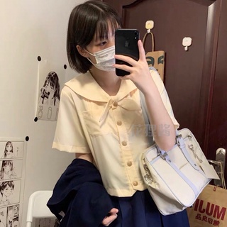 日系學院風jk襯衫甜美可愛女上衣學生風琴褶娃娃領襯衣